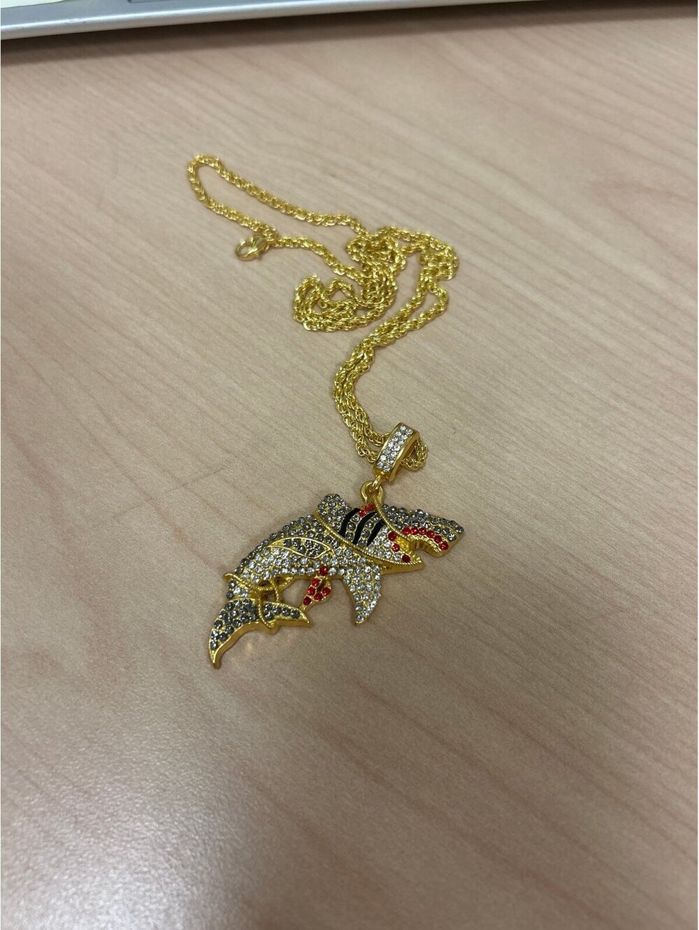 Rhinestone Bling Shark Pendant Necklace-LIKE Betsy Johnson